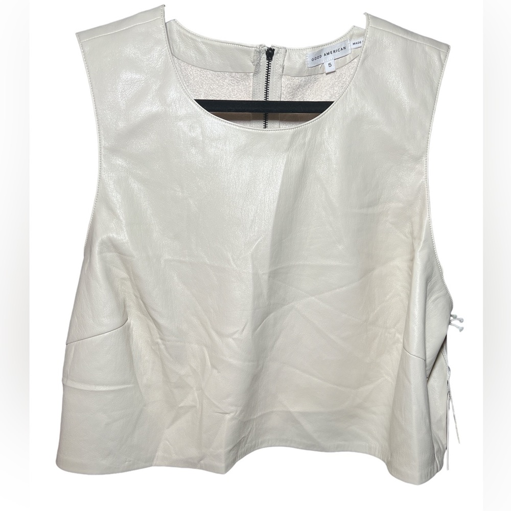 Good American Better Than Leather Faux Leather Tank NWT